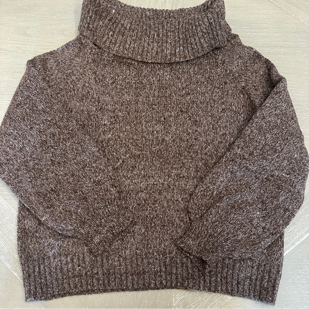SHEIN Brown Chunky Knit Turtleneck Sweater